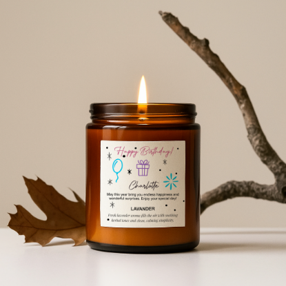 Picture of Personalised Birthday Candle for Her, Custom Scented Gift, Keepsake Present for Women or Girls