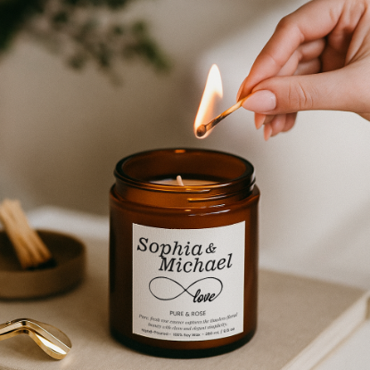 Picture of Anniversary Gift Candle for Wife or Husband, Personalised Romantic Keepsake with Custom Scent