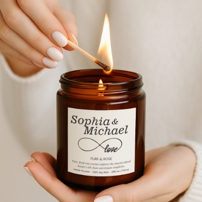 Picture of Anniversary Gift Candle for Wife or Husband, Personalised Romantic Keepsake with Custom Scent